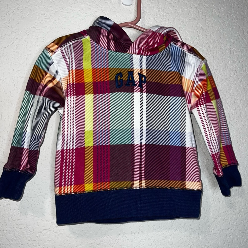 Gap Toddler Recycled Plaid Gap Logo Hoodie - Picture 3 of 4